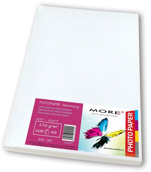 Fotopapier matný biely kompatibilný s A3, 170g/m2, kompatibilný s ink. tlač., 100 ks