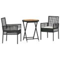 vidaXL Záhradný bistro set 3 ks Čierna polyratan