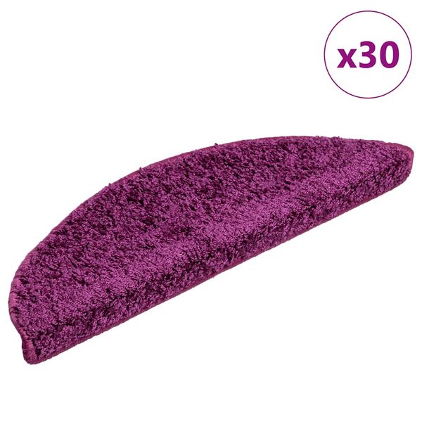 vidaXL Schodové rohože 30 ks 56x17x3 cm fialové polkruhové