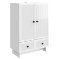 vidaXL Servírovacia skriňa Vysoký Lesklý Biely 66 x 34,5 x 95 cm