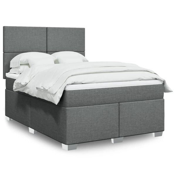 vidaXL Boxspring posteľ s matracom tmavosivá 140x190 cm látka