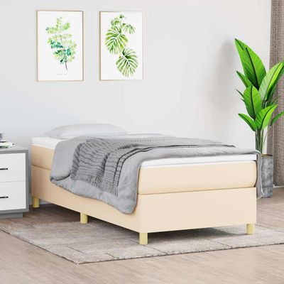 vidaXL Posteľný rám s boxspringom krémová 100x200 cm látka