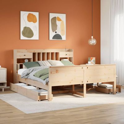 vidaXL Posteľ s knižnicou bez matraca 180x200 cm borovicový masív