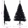 vidaXL Umelý vianočný polovičný stromček so stojanom, čierny 120cm PVC
