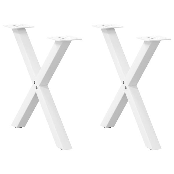 vidaXL Nohy konferenčného stolíka v tvare X, 2 ks, biele, 50 x (42-43) cm, oceľové