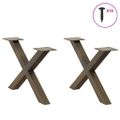 vidaXL Nohy konferenčného stolíka v tvare X, 2 ks, prírodná oceľ, 50 x (30-31) cm, oceľ