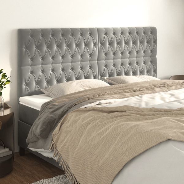 vidaXL Čelo postele svetlosivé 200x7x118/128 cm zamatové