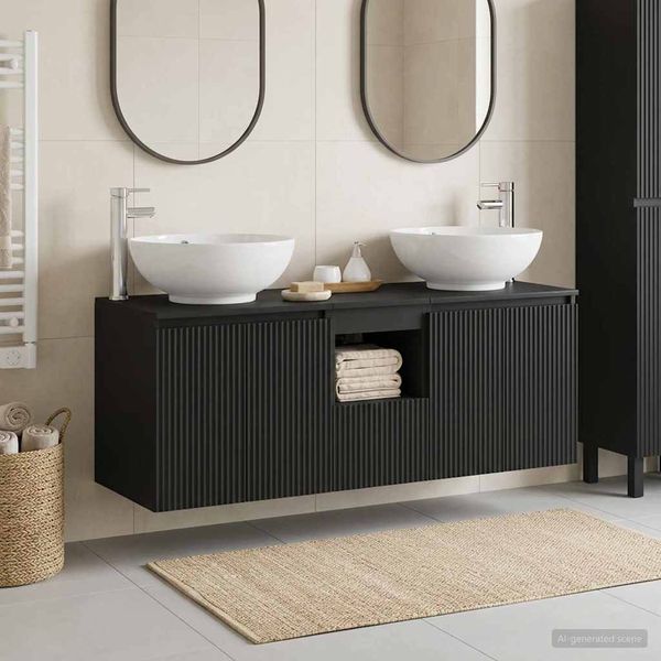 vidaXL Set kabinetov do kúpeľne 3 ks Čierna 49,5 x 44,5 x 65 cm