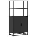 vidaXL Vysoká skrinka čierna 68x35x139 cm kompozitné drevo+kov