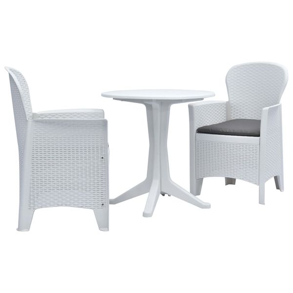 vidaXL 3-dielna bistro súprava, plast ratan, biela