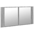 vidaXL LED kúpeľňová zrkadlová skrinka sivá sonoma 90x12x45 cm akryl