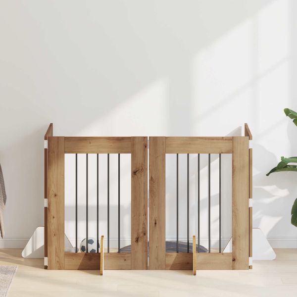 vidaXL Brána pre psov so stojanmi 4 pcs Dub artisan 60 x 80 cm