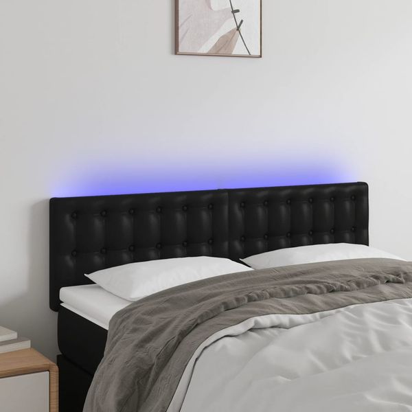 vidaXL Čelo postele s LED čierne 144x5x78/88 cm umelá koža