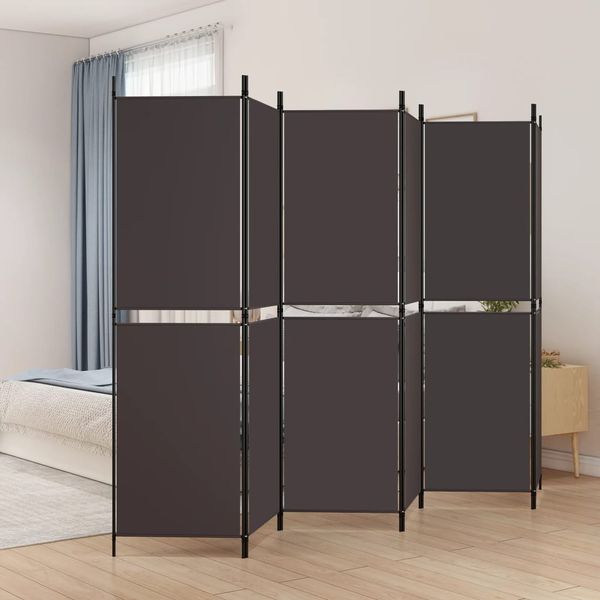 vidaXL 6-panelový paraván hnedá 300x180 cm látka