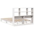 vidaXL Posteľ s knižnicou bez matraca biela 135x190cm masívne drevo
