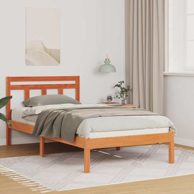 vidaXL Rám postele Hnedá 90 x 200 cm Masívne borovicové drevo