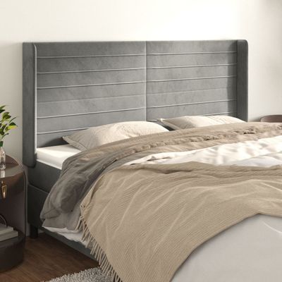vidaXL Čelo postele so záhybmi bledosivé 183x16x118/128 cm zamat
