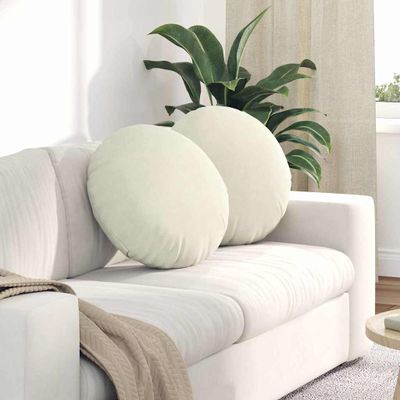 vidaXL Vankúše na sedenie 2 pcs Krémová Ø50 x 19 cm Zamat