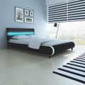 vidaXL Posteľ+matrac, pamäťová pena, LED, čierna, umelá koža 140x200cm