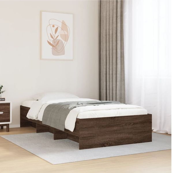 vidaXL Posteľný rám bez matraca hnedý dub 90x200 cm kompozitné drevo