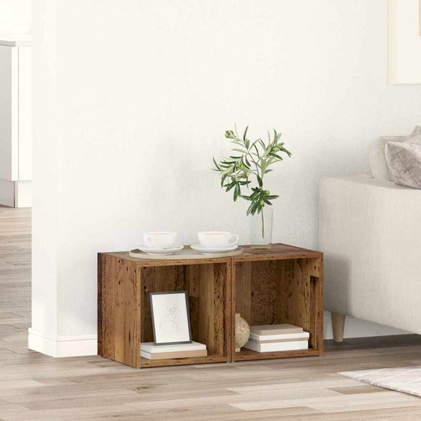 vidaXL Zostava TV skriniek 2 pcs Staré drevo 37 x 35 x 37,5 cm