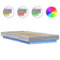 vidaXL Posteľný rám s LED svetlami sivý sonoma 75x190 cm kompoz. drevo