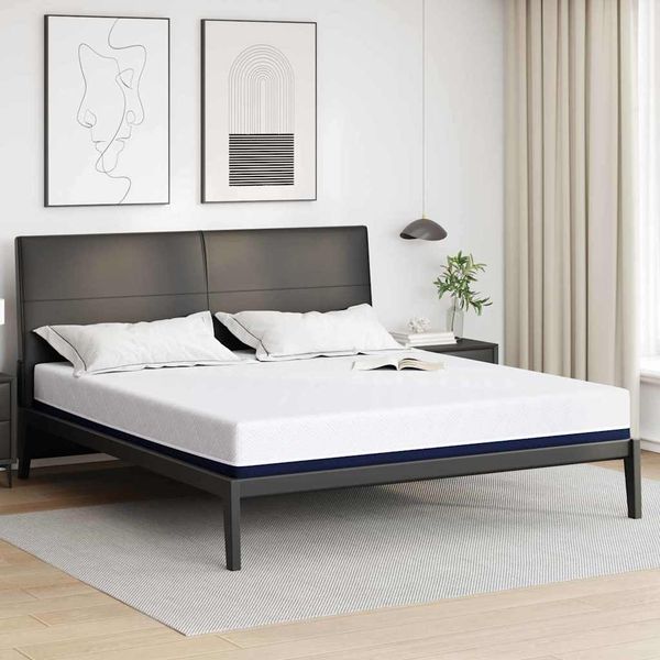 vidaXL Matrac Biela a modrá 200 x 200 cm žakárová tkanina