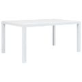 vidaXL Záhradný stôl biely 150x90x72 cm plastový s ratanovým vzhľadom