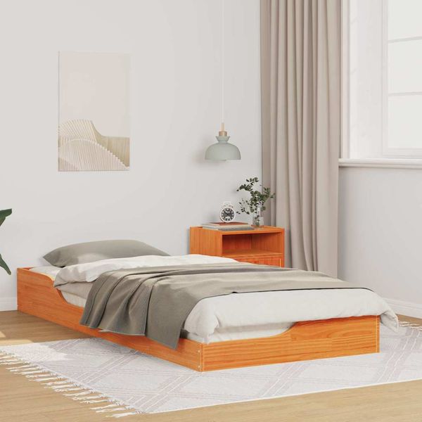 vidaXL Rám postele Včelí hnedý 90 x 210 cm Masívne borovicové drevo