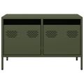 vidaXL TV skrinka olivovozelená 68x39x43,5cm oceľ valcovaná za studena