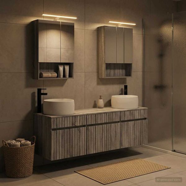 vidaXL Set kabinetov do kúpeľne 5 pcs Sivý Sonoma 50 x 14,5 x 70 cm