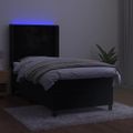 vidaXL Posteľ boxsping s matracom a LED čierna 80x200 cm zamat