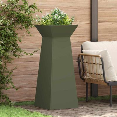 vidaXL Stĺpový kvetináč 2 pcs Olivová 40 x 40 x 100 cm