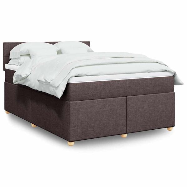 vidaXL Boxspring posteľ s matracom tmavohnedá 140x190 cm látka