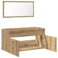 VidaXL Kúpeľňová skrinka so zrkadlom Artisan z dubového dreva