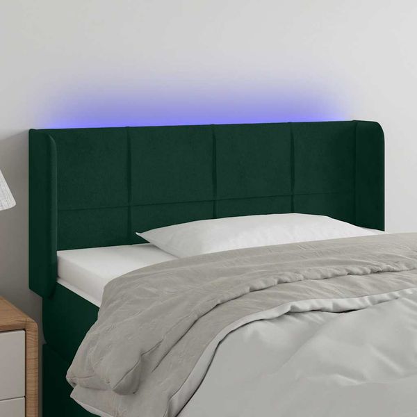 vidaXL Čelo postele s LED tmavozelené 103x16x78/88 cm zamat