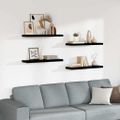 vidaXL Plávajúce nástenné police 4ks, lesklé čierne 80x23,5x3,8cm, MDF