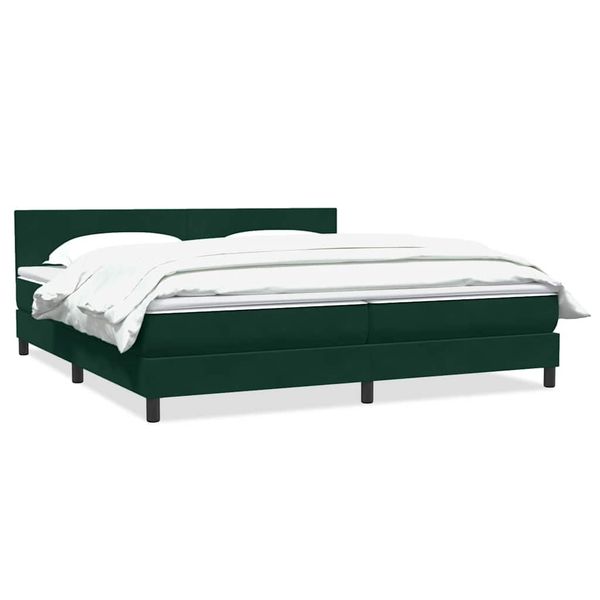 vidaXL Posteľný rám boxsping s matracom tmavozelený 180x220 cm zamat