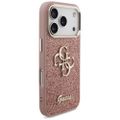 Guess Fixed Glitter Big 4G Kovový rám puzdro pre iPhone 17 Pro ružová