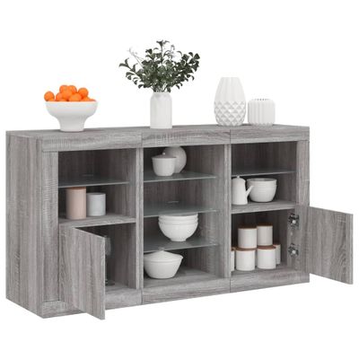 vidaXL Komoda s LED svetlami sivá sonoma 123x37x67 cm