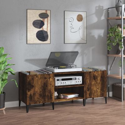 vidaXL Skrinka na platne dymový dub 121x38x48 cm kompozitné drevo