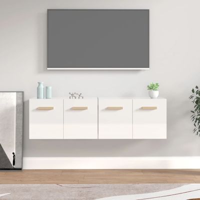 vidaXL Nástenné skrinky 2ks lesklé biele 60x36,5x35cm spracované drevo