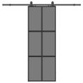 vidaXL Posuvné dvere s kovaním čierne 76x205 cm tvrdené sklo