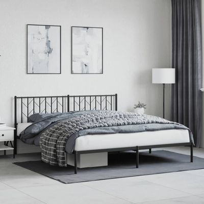 vidaXL Kovový rám postele s čelom čierny 180x200 cm