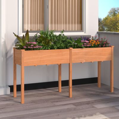 vidaXL Kvetináč s vložkou hnedý 161x45x76 cm jedľový masív