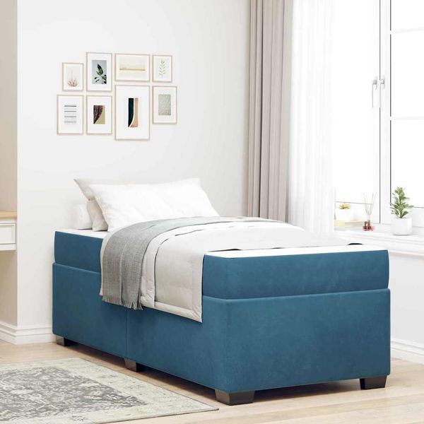 vidaXL Rám postele s matracmi Tmavomodrá 90 x 200 cm látka