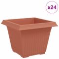 vidaXL Štvorcový črepník na kvety 24 ks Tehlovo červená Plast