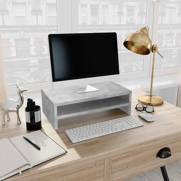 vidaXL Stojan na monitor, betónovo sivý 42x24x13 cm, kompozitné drevo