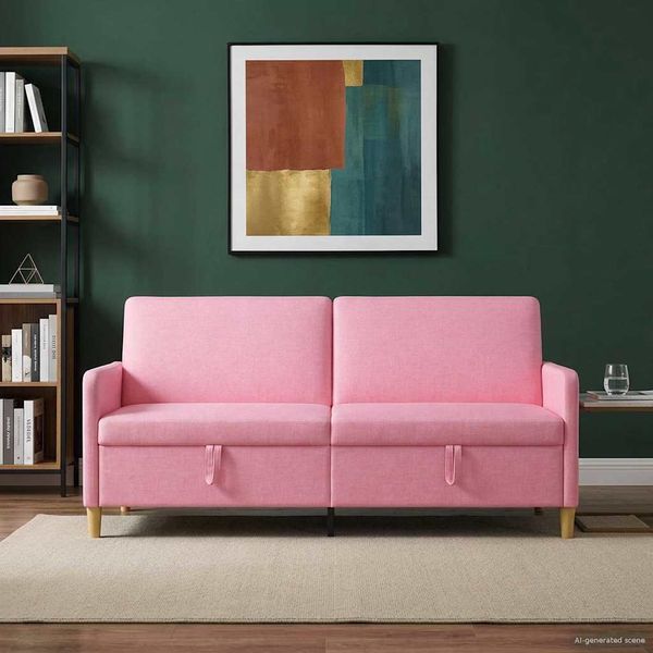 vidaXL Sofa s úložným priestorom Ružová 192 x 78 x 87 cm Polyester