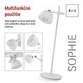 LED stolná lampa SOPHIE, dobíjacia, biela